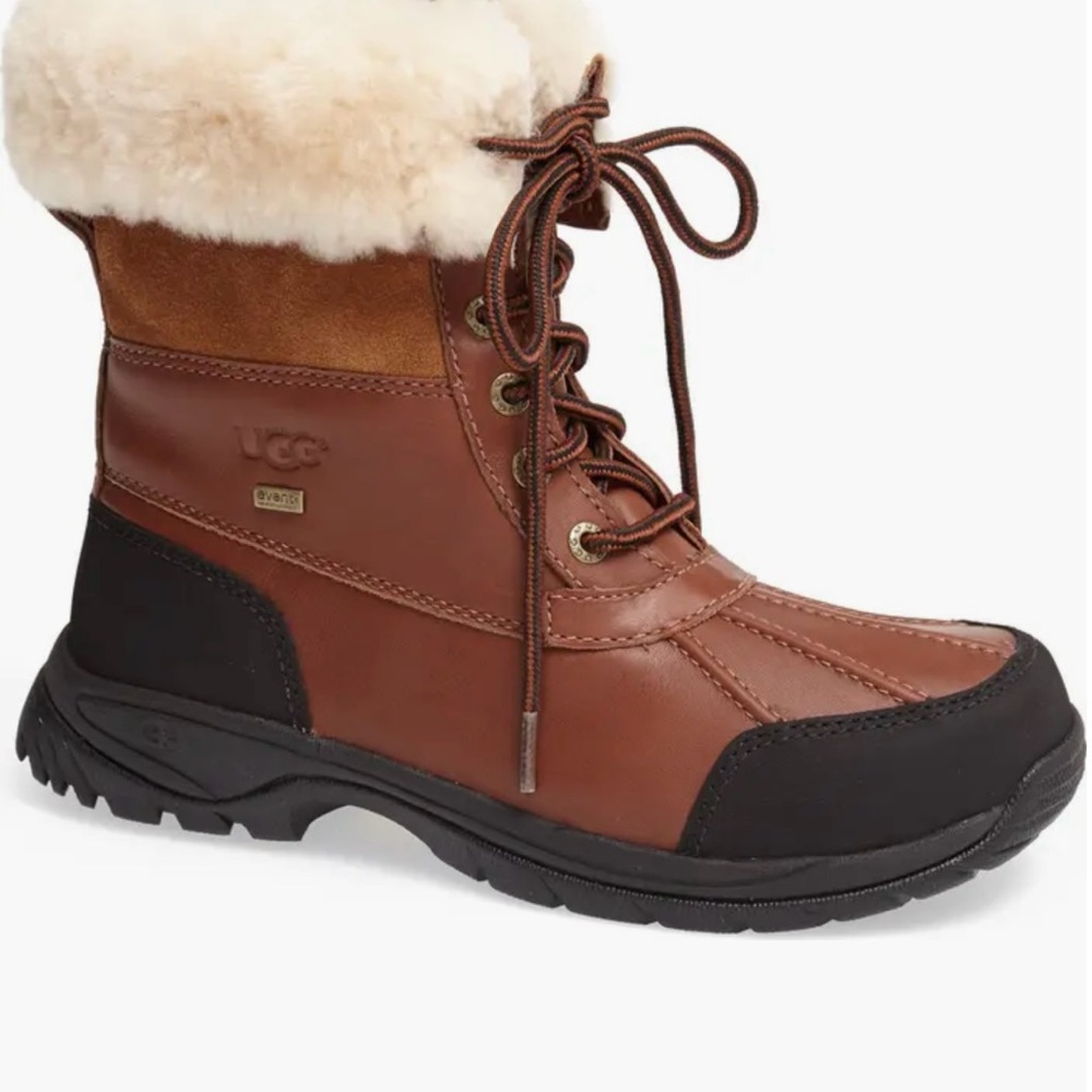 UGG Chestnut and Black Fur-Lined Boots